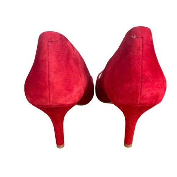Alfani Jeules Red Faux Suede Pointed Toe Heels Womens Size 7 Medium - Picture 6 of 16